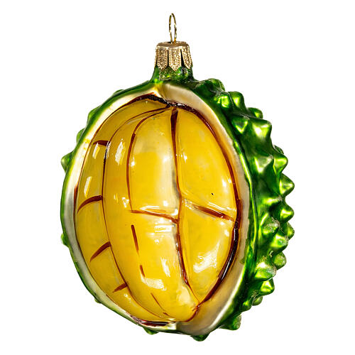 Durianfrucht, Weihnachtsbaumschmuck aus mundgeblasenem Glas, 10 cm 3