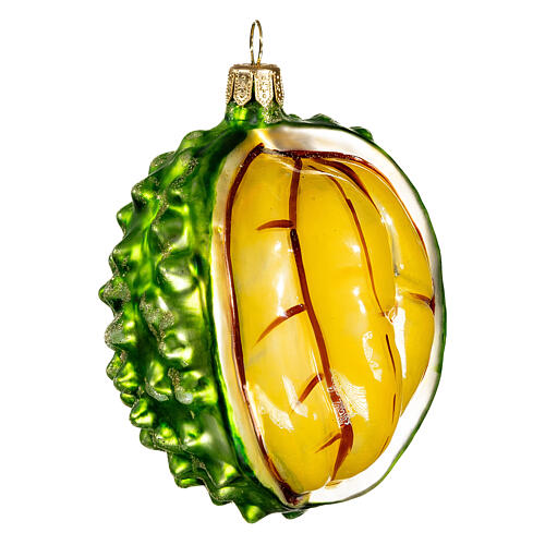 Durianfrucht, Weihnachtsbaumschmuck aus mundgeblasenem Glas, 10 cm 4