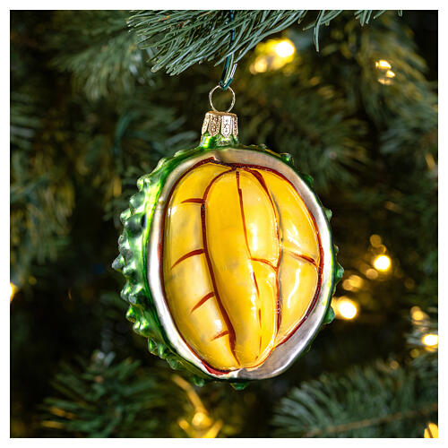 Durian, 4 in, blown glass Christmas ornament 2