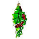Holly leaves, 4 in, blown glass Christmas ornament s4