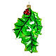 Holly leaves, 4 in, blown glass Christmas ornament s5