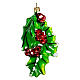 Holly leaves Christmas tree blown glass ornament 10 cm s3