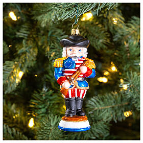 American nutcracker Christmas tree ornament 10 cm blown glass