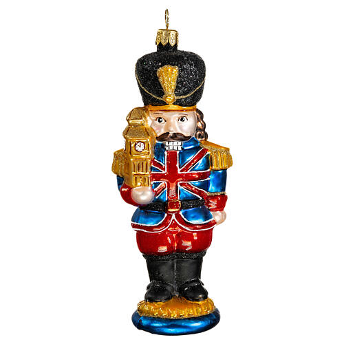 British nutcracker, 6 in, blown glass Christmas ornament 1