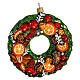 Christmas wreath with fruit, 4 in, blown glass Christmas ornament s1