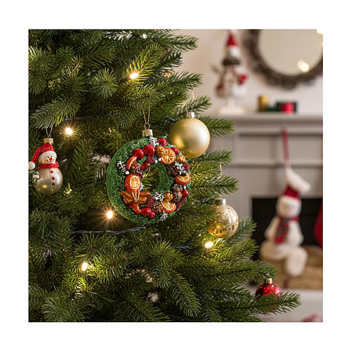 Ghirlanda natalizia di frutta 10 cm albero di Natale vetro soffiato 4