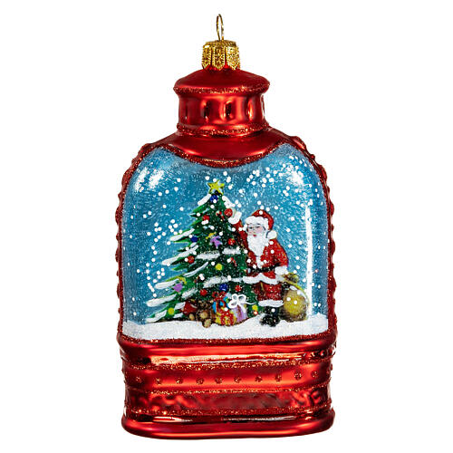 Lantern-shaped snow globe with Santa, 4 in, blown glass Christmas ornament 5