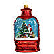 Lantern-shaped snow globe with Santa, 4 in, blown glass Christmas ornament s1