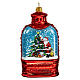 Lantern-shaped snow globe with Santa, 4 in, blown glass Christmas ornament s5