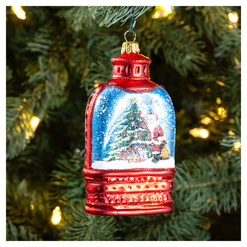 Esfera de vidrio soplado con nieve decoración Árbol Navidad 10 cm 2