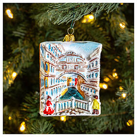 Bridge of Sighs in Venice, 4 in, blown glass Christmas ornament