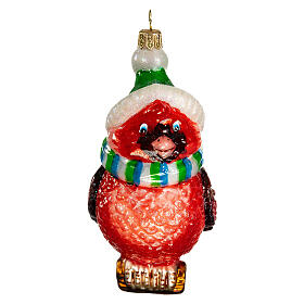 Roter Kardinal, Weihnachtsbaumschmuck aus mundgeblasenem Glas, 10 cm