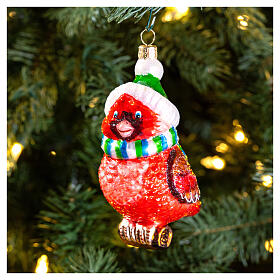 Roter Kardinal, Weihnachtsbaumschmuck aus mundgeblasenem Glas, 10 cm