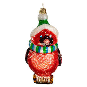 Pájaro rojo cardinal decoración de Navidad 10 cm vidrio soplado