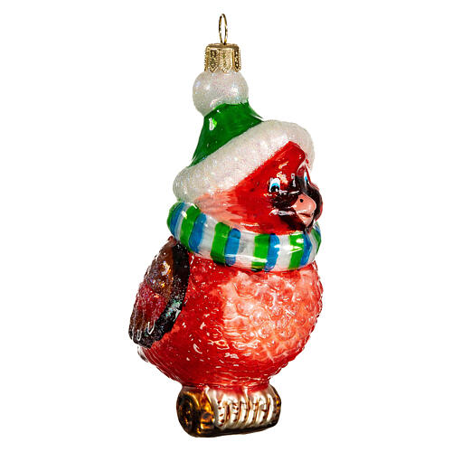 Red cardinal Christmas ornament 10 cm blown glass 4
