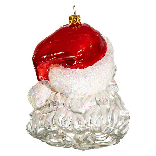 Weihnachtsmannkopf, Weihnachtsbaumschmuck aus mundgeblasenem Glas, 10 cm 5