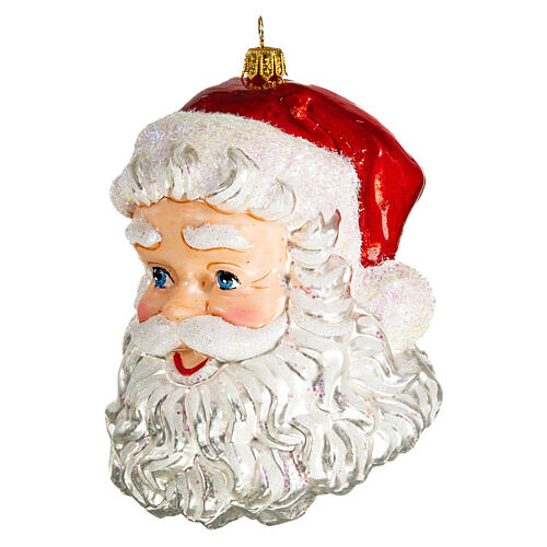Głowa Świętego Mikołaja szkło dmuchane 10 cm ozdoba choinkowa 3