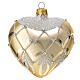 Heart-shaped Christmas ball with decoration, 100 mm, golden blown glass s1