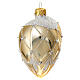 Heart-shaped Christmas ball with decoration, 100 mm, golden blown glass s2