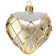 Golden heart decorated Christmas ornament 100 mm blown glass s1