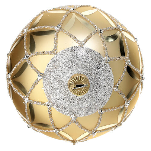 Christmas ball with decoration, 100 mm, golden blown glass 3