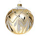 Golden Christmas ball decorated with glitter 100 mm blown glass s1