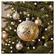 Golden Christmas ball decorated with glitter 100 mm blown glass s2