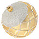 Golden Christmas ball decorated with glitter 100 mm blown glass s4