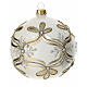 Ivory-gold Christmas ball, decorated blown glass, 100 mm s2