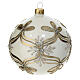 Decorated Christmas ball ivory gold blown glass 100 mm s1