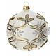 Decorated Christmas ball ivory gold blown glass 100 mm s2