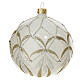 White Christmas ball with glittery patterns, blown glass, 100 mm s2