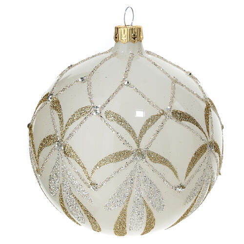 Christmas bauble 100 mm with glittery blown glass decorations 2