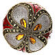 Baumschmuck aus mundgeblasenem Glas, Kugelform, Rot, mit goldfarbenen Verzierungen, silber- und goldfarbener Glitter, Schmucksteine, 100 mm s4