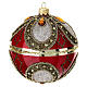 Boule de Noël rouge brillant verre soufflé 100 mm motifs baroques s2