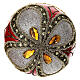 Pallina natalizia rosso lucido vetro soffiato 100 mm ricchi decori s5