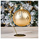 Baumschmuck aus mundgeblasenem Glas, Kugelform, Gold, mit goldfarbenen Verzierungen und Glitter unterschiedlicher Körnung, 120 mm s2