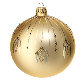 Pallina vetro soffiato 120 mm dorata decori oro glitter