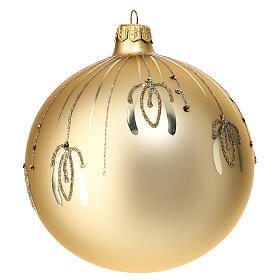 Pallina vetro soffiato 120 mm dorata decori oro glitter
