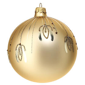 Golden blown glass ball 120 mm with gold glitter decorations