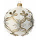 Ivory-gold Christmas ball with glittery decorations, blown glass, 120 mm s1