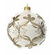 Ivory-gold Christmas ball with glittery decorations, blown glass, 120 mm s2