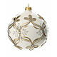 Boule de Noël 120 mm décorée paillettes strass couleur ivoire verre soufflé s2