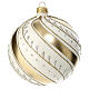 Ivory Christmas ball with golden slanted lines, hand-painted blown glass, 120 mm s1