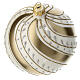 Ivory Christmas ball with golden slanted lines, hand-painted blown glass, 120 mm s3
