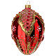 Pallina natalizia rosso oro 80 mm decorata vetro soffiato s1