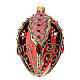Red gold Christmas bauble 80 mm decorated with blown glass s1