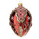 Red gold Christmas bauble 80 mm decorated with blown glass s3