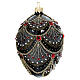Black pinecone-shaped Christmas ball with red rhinestones, 80 mm, blown glass s2