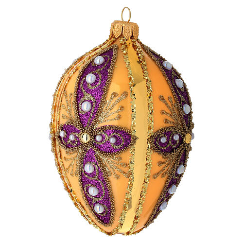 Multicolored blown glass Christmas bauble with rich decorations 80 mm 3